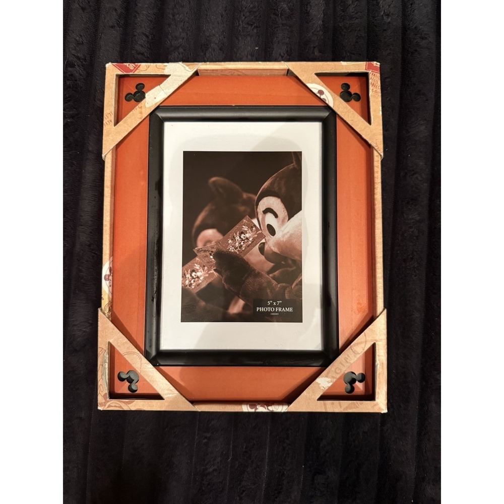 Walt Disney World Disneyland Mickey Mouse Beveled Cherry 5x7 Photo Frame NEW